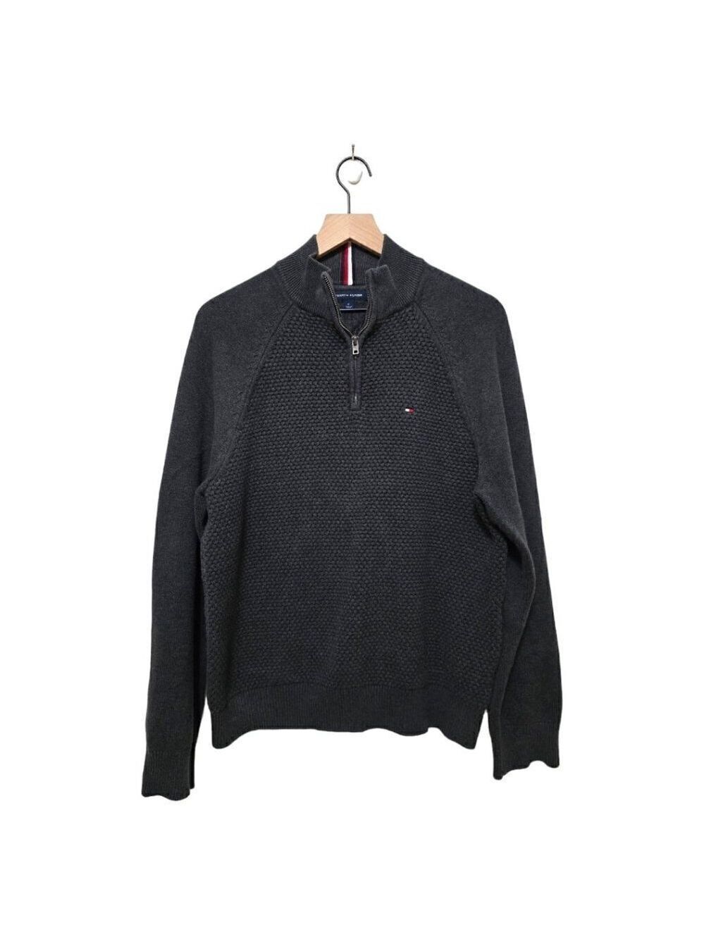 Tommy Hilfiger Flag Logo Quarter-Zip Sweater Sz M